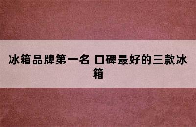 冰箱品牌第一名 口碑最好的三款冰箱